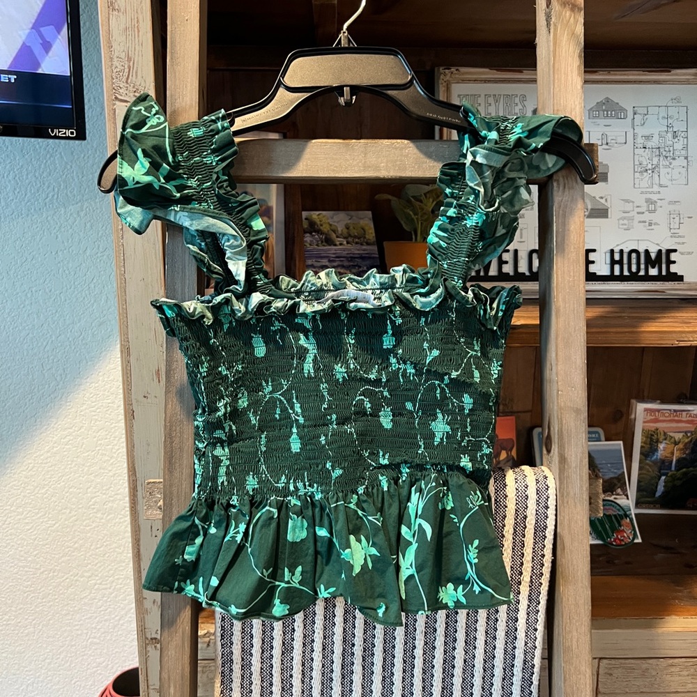 Hill House Forest Green Floral Smocked Tank Top - Picture 8 of 9